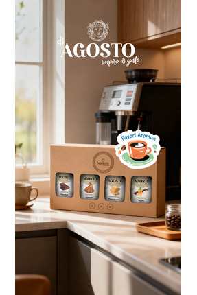 AGOSTO Çikolata-Karamel-Beyaz Çikolata-Vanilya 120 ml Kahve Şurubu Seti