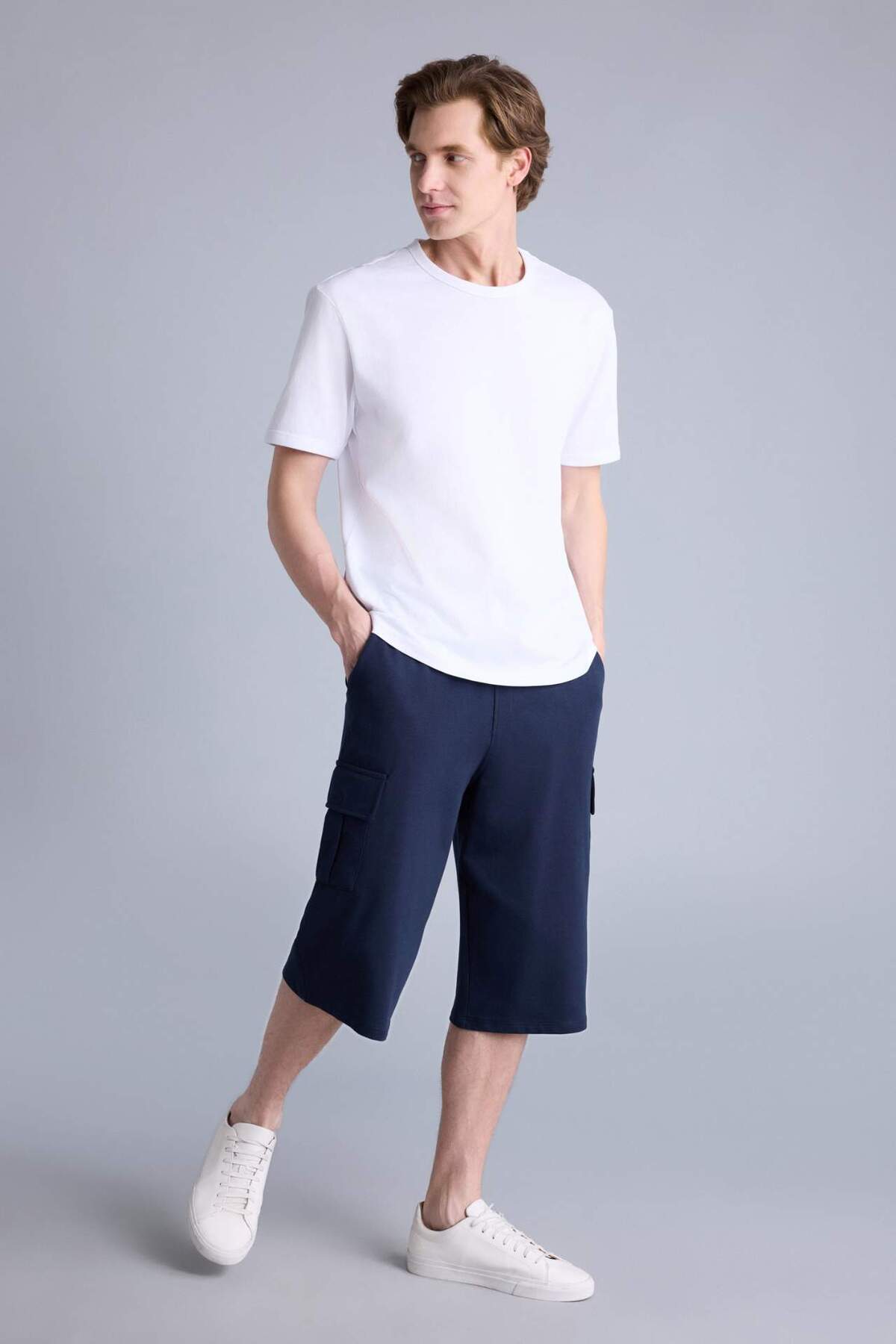 Relax Fit Sweatshirt Fabric Long Shorts T4693AZ26SM