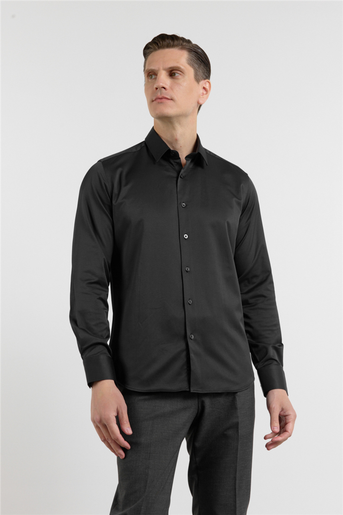 İmza White Hard Collar Long Sleeve Pocketless Slim Fit Cotton Pack