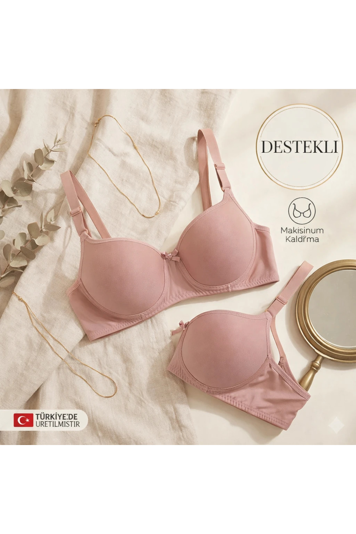 WINNERAIN Kadın Somon Destekli Dolgulu Balenli Sütyen