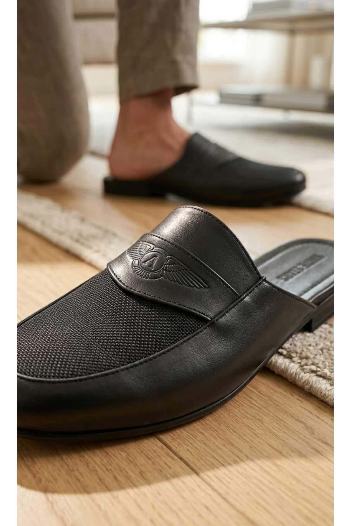 w white stars sports & wear  Armalı Deri Terlik pc-289 ceyizlik ev comfort taban baba genç damat terligi hakiki deri... - Görsel 3