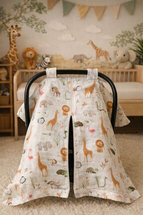 Pico Baby Müslin Bebek Puset Örtüsü / Fermuarlı ve Desenli / %100 Pamuk