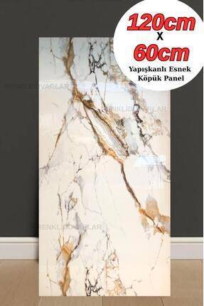 Renkli Duvarlar 60cmx120cm Naturel Toprak Mermer Desenli Yapışkanlı Mutfak Ba...