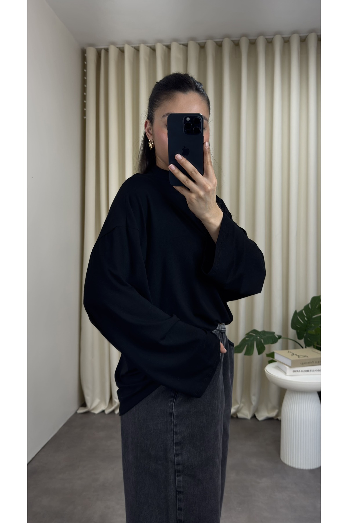 YOUR NAME  Dik Yaka Oversize Dökümlü Bluz - Görsel 5