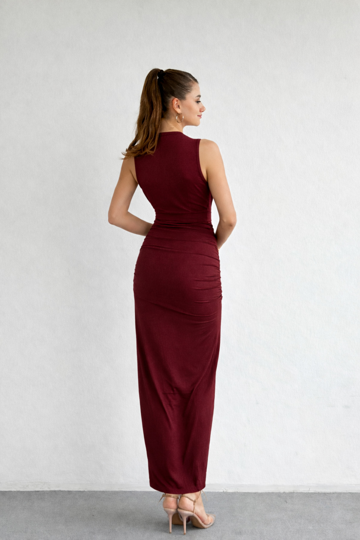 Nika Fashion  Kemerli Vatka Detay Elbise - Görsel 3