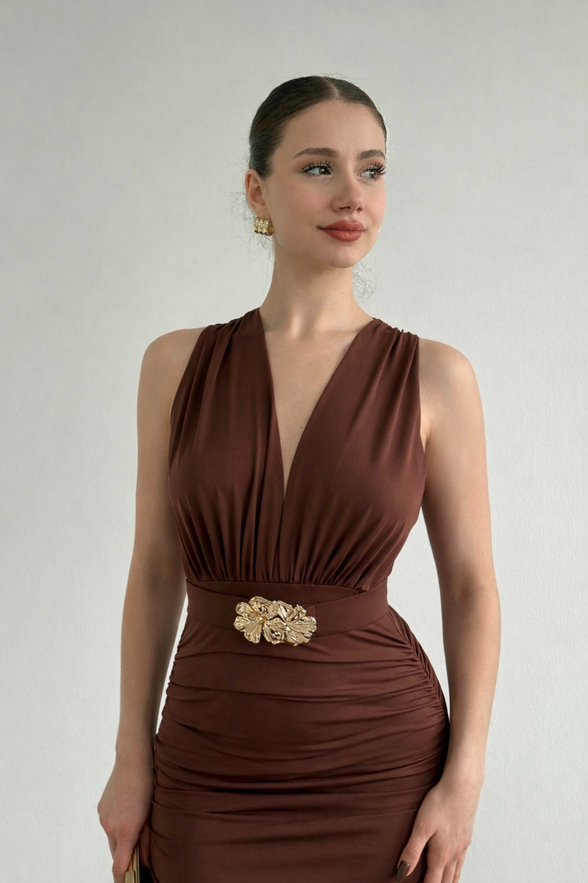 Nika Fashion  Kemerli Vatka Detay Elbise - Görsel 2