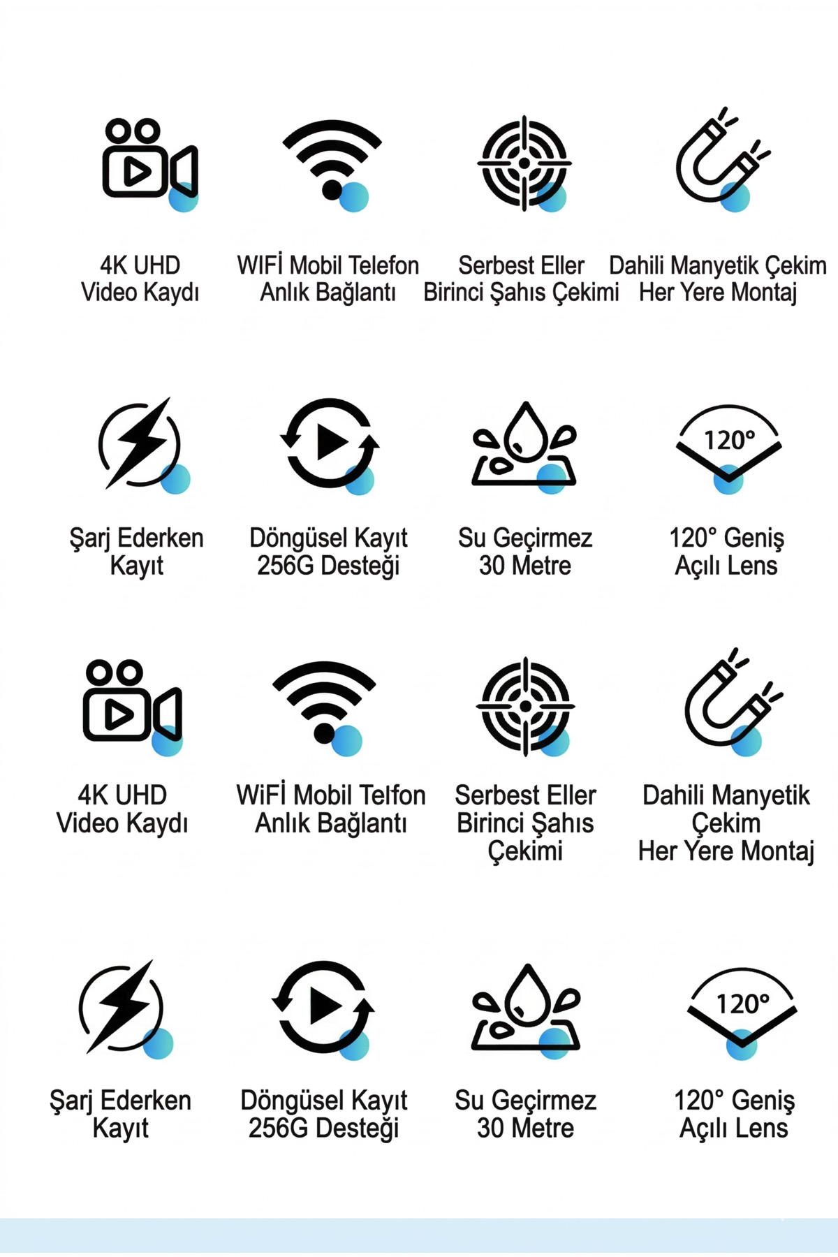 Mini Yaka Kamerası 1080P Full HD - 180 Derece Dönebilen Lens - Gece Görüşlü Güvenlik Kamerası