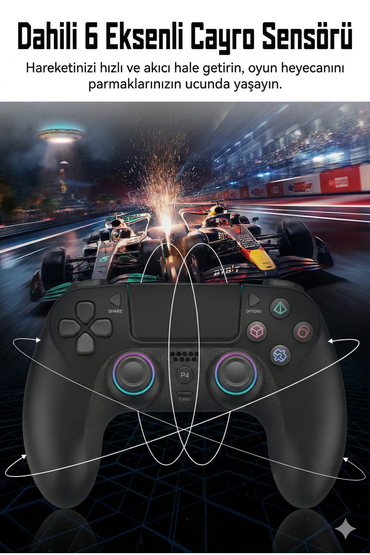 PS3-PS4-Android- IOS Uyumlu Kablosuz Oyun Kolu - Çift Titreşimli ve Dokunmatik - Bluetooth Joystick