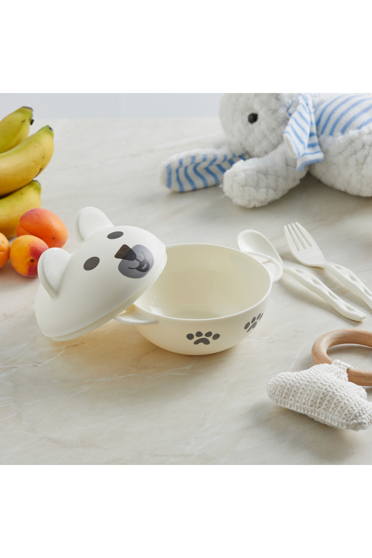 tinibud PP Bebek Mama Kasesi Kaşık Çatal Seti 258 ml Kırılmaz Dayanıklı 10.9x15.6x13 cm Sevimli Ayıcık fotoğrafı 3 (önizleme)