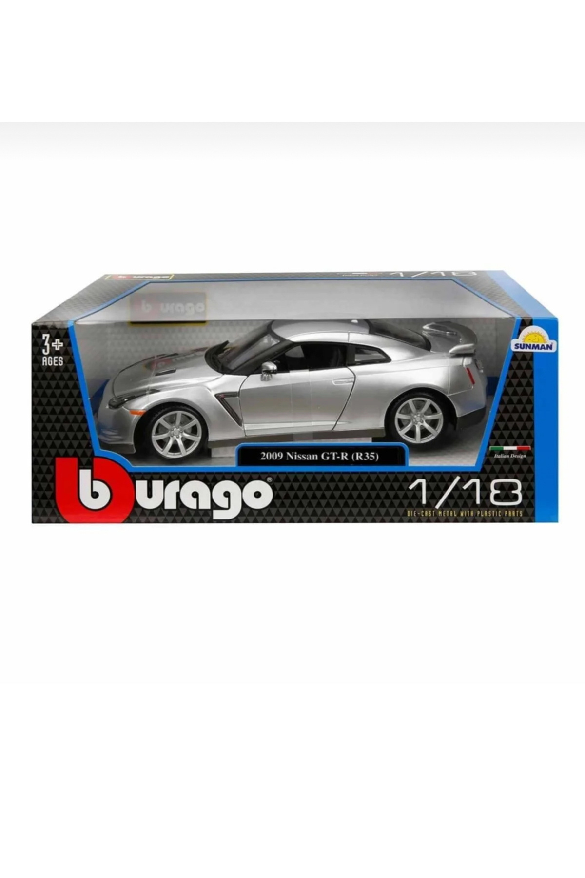 Burago 1:18 2009 Nissan GTR-R35 Gri Diecast Model Araba - Fiyatı