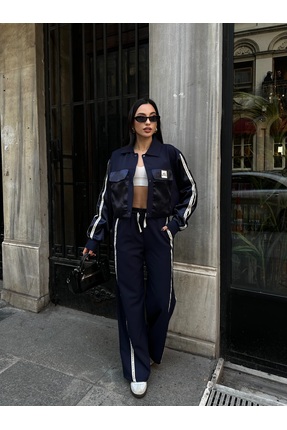 Nes Moda Holden Kenar Yazı Ve Etiket Detaylı Spor Pantolon Ceket Takım