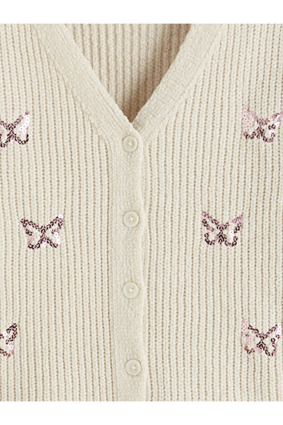 LC Waikiki Shining Store'dan Işıltılı Seçimler V Dikim Payet İşlemeli Kız Çocuk Triko Hırka fotoğrafı 2 (önizleme)