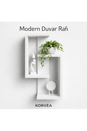 KORVEA Modern Dekoratif Duvar Rafı Kitaplık Çok Amaçlı Minimal Tasarım Beyaz ...