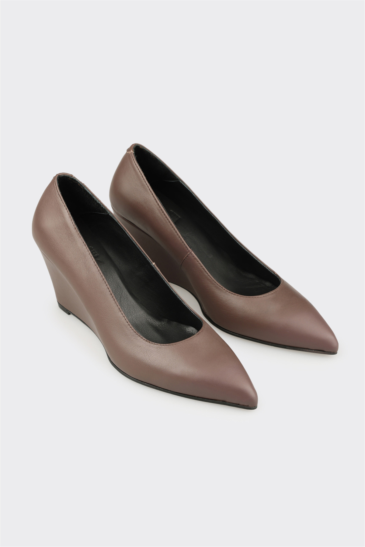Elle Shoes Vizon Deri Kadın Orta Topuk Ayakkabı görsel 2