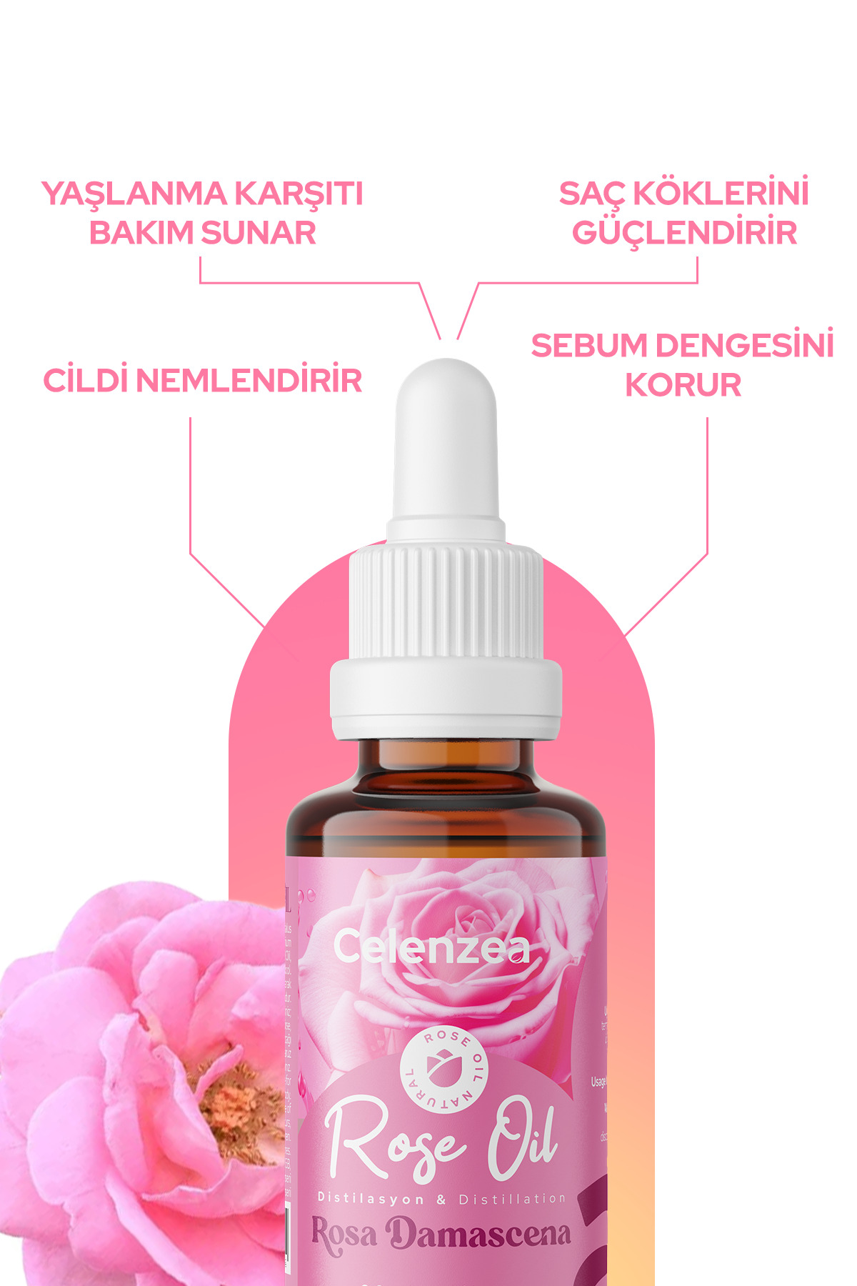 Gül Yağı Anti-Aging & Nemlendirici Bakım %100 Doğal Cilt Bakımı Rose Oil 30ml — 153.03.0017 — تصویر 3 از 5