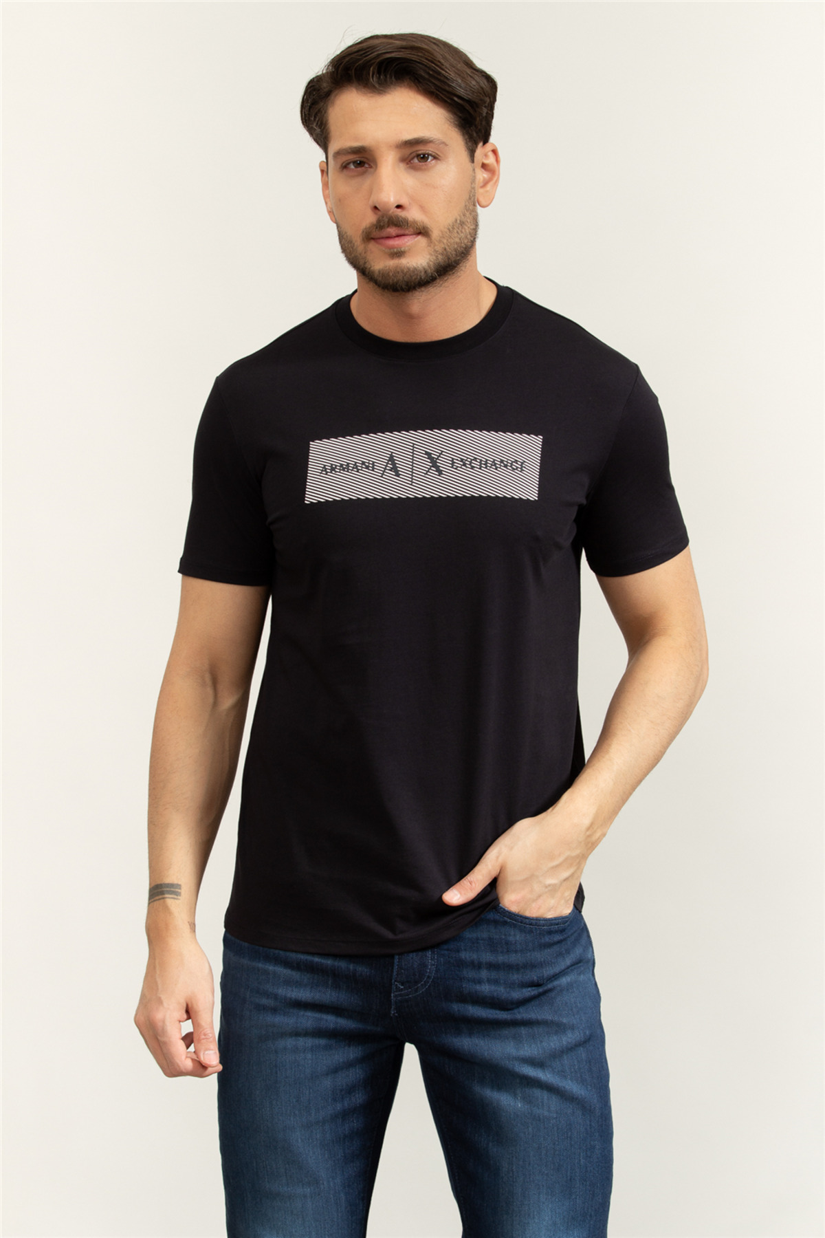 تی‌شرت یقه گرد مردانه سرمه‌ای آرمانی اکسچنج تی شرت Armani Exchange
