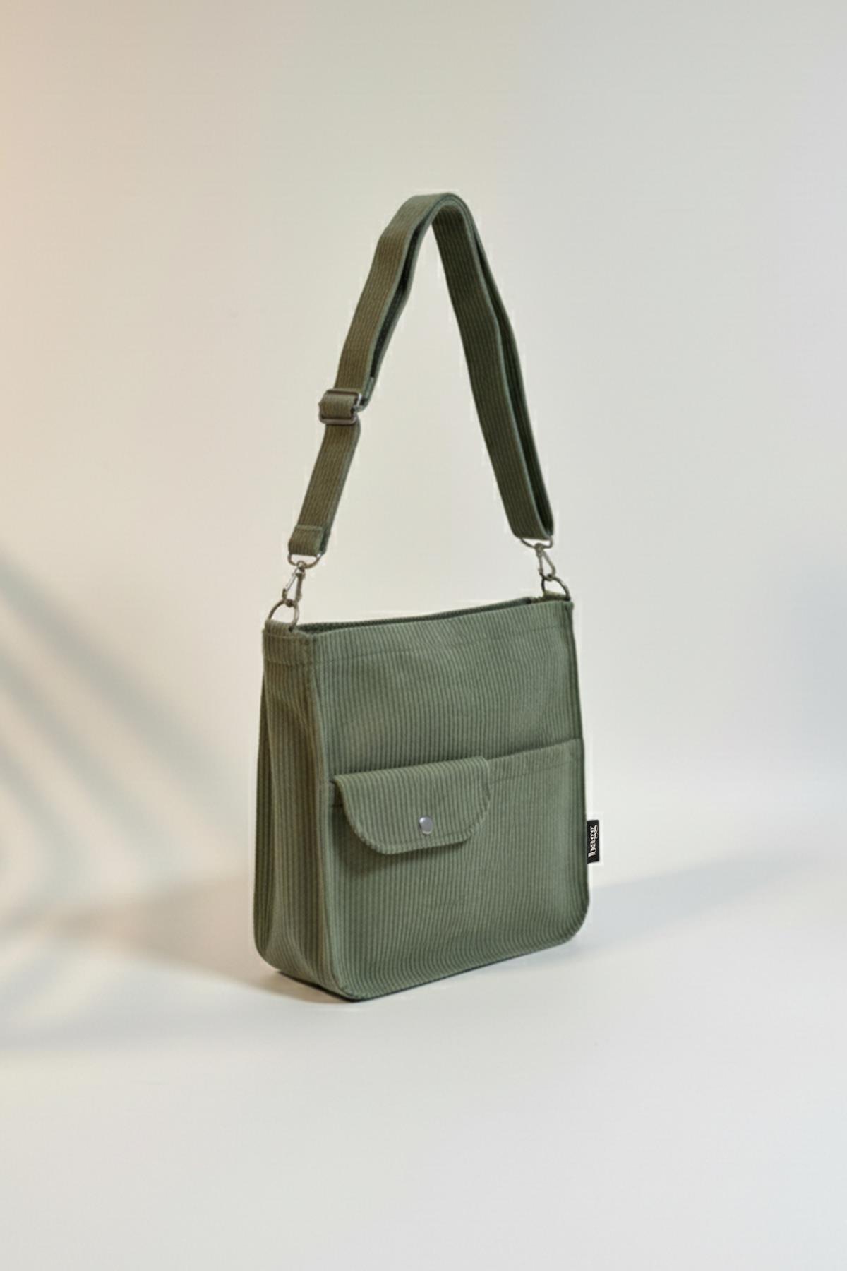 bagg  Move Model Koyu Yeşil Kadife Çanta - Görsel 3