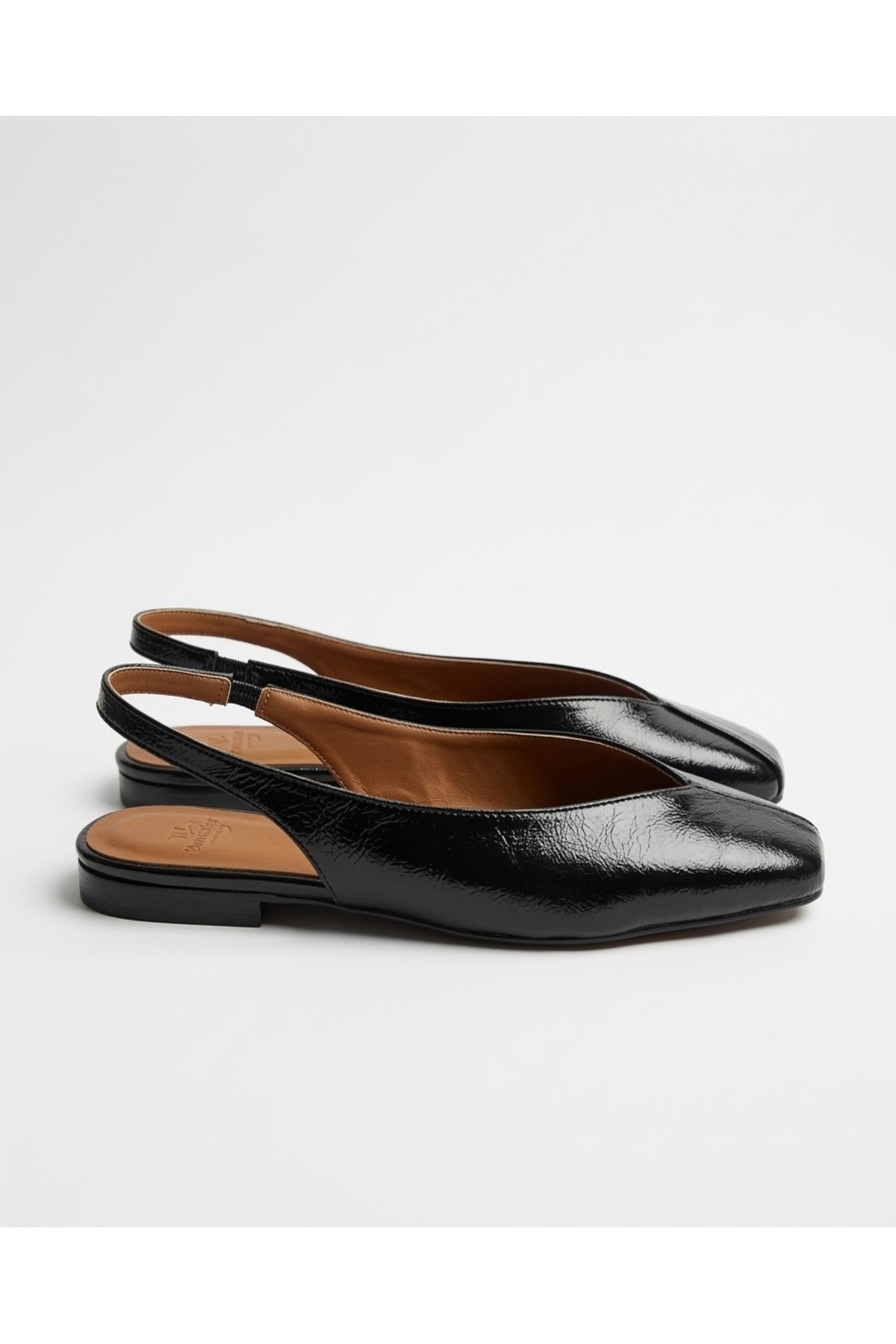 Genel Markalar Siena Kadın Siyah Kare Burun Babet Slingback görsel 7