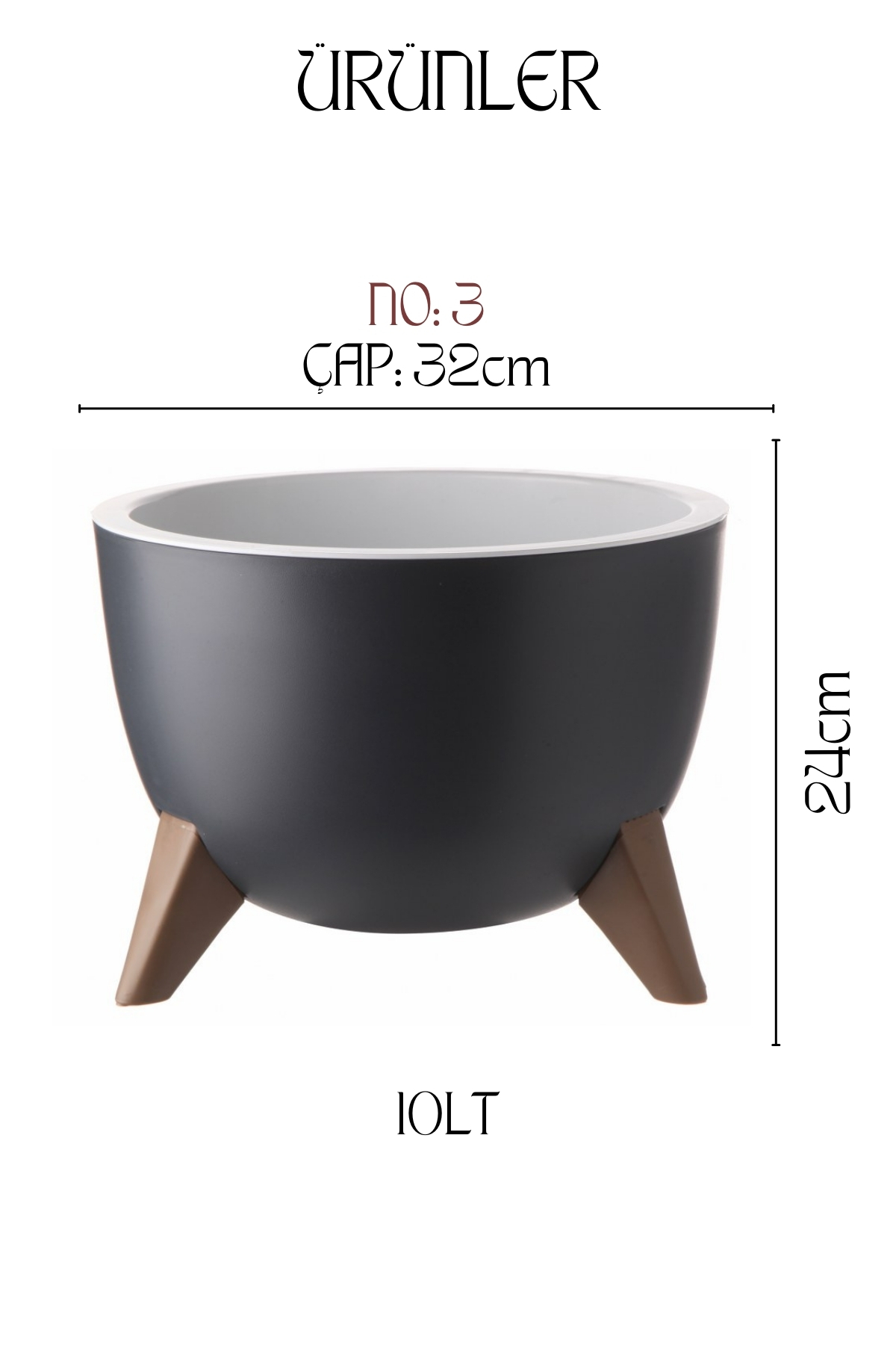 Ginza Maison Ufo Model Saksı - 10Lt. Saksı - Yuvarlak Modern Saksı