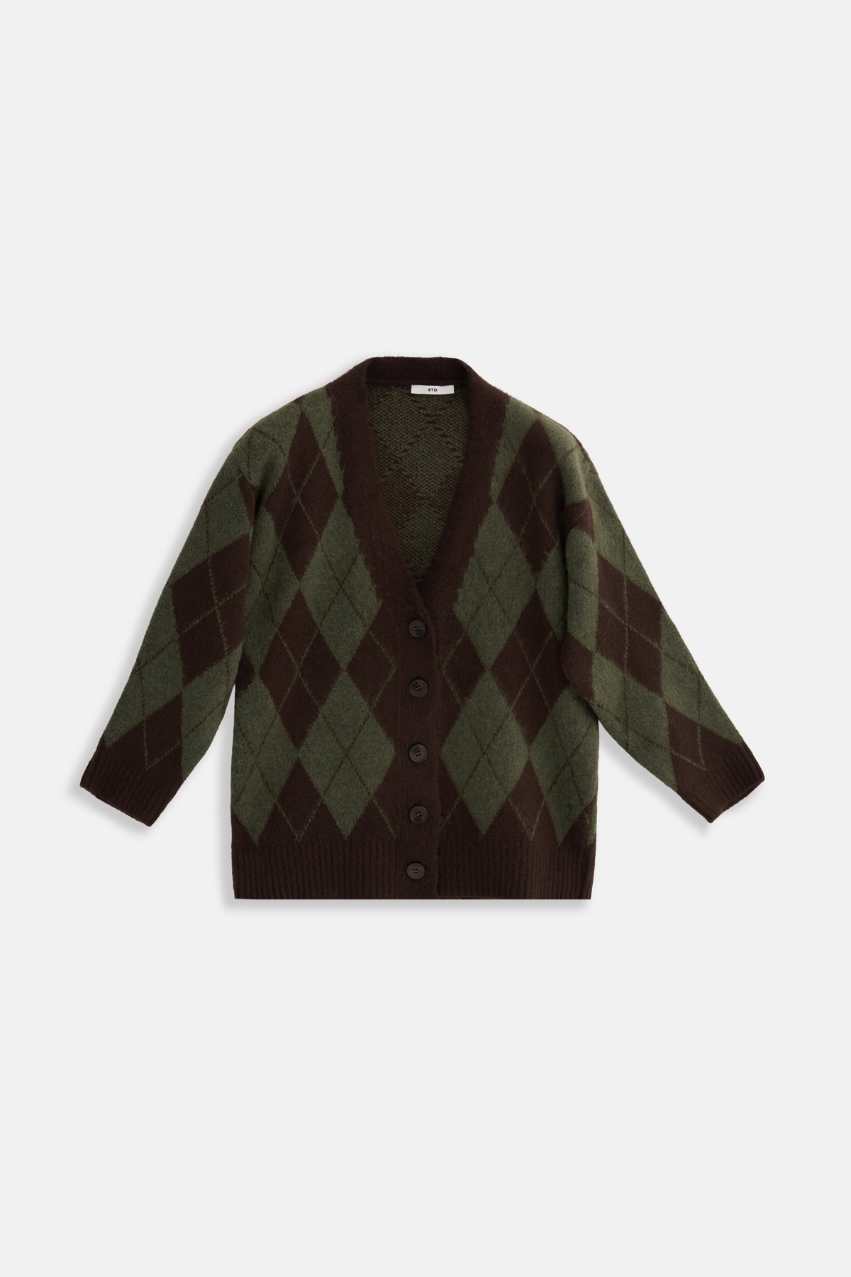 ebu prive  Kadın Baklava Desen V Yaka Hırka Haki