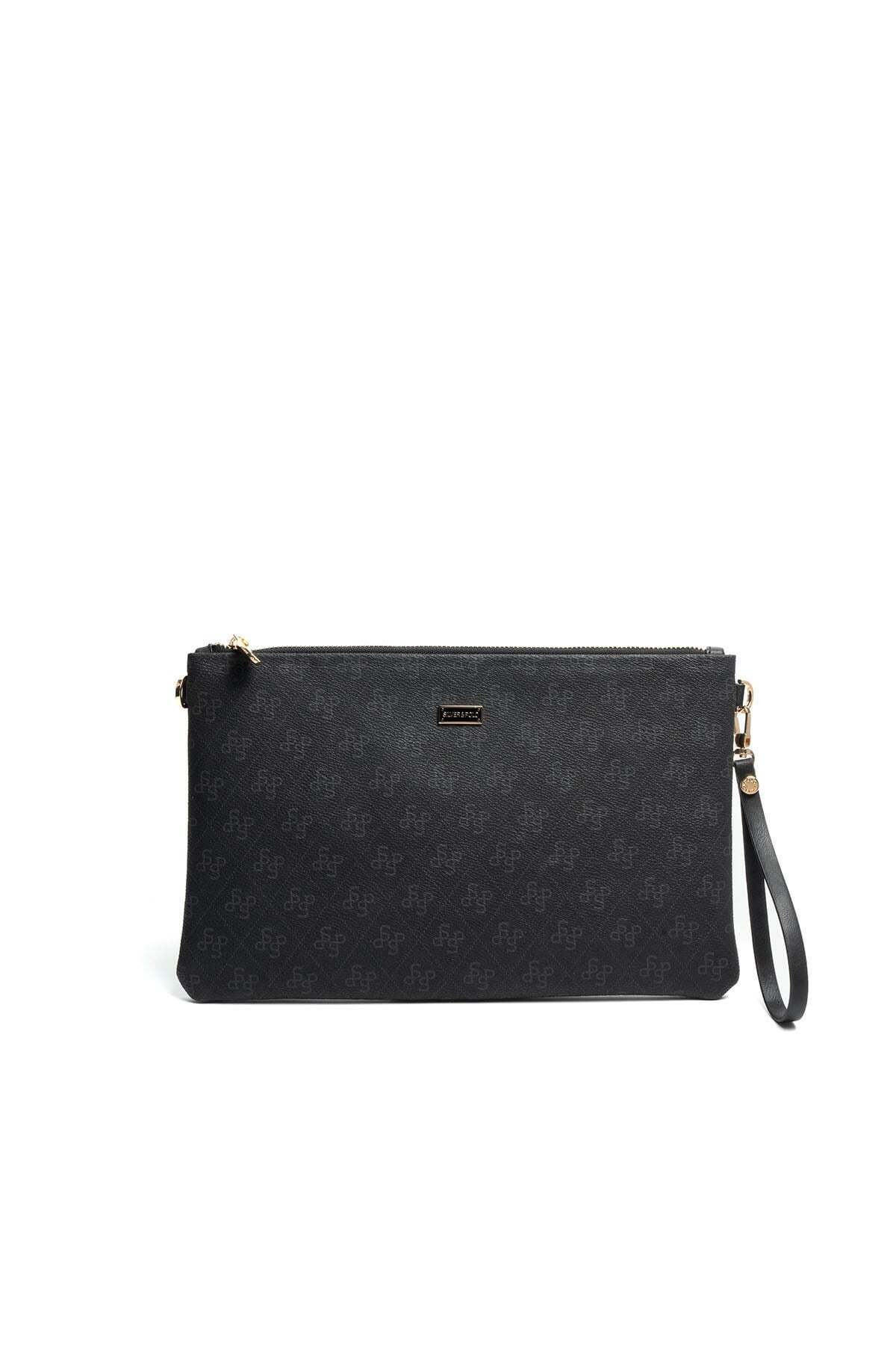 Silver Polo Silver & Polo SP1034 Kadın Portföy & Clutch Monogram Siyah-Siyah