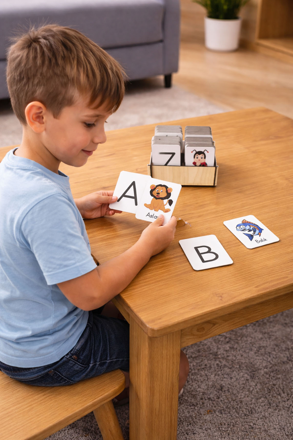 metafortoys 58 Parça Ahşap Alfabe Eşleştirme Kartları Zeka Oyun Puzzle Kartları fotoğrafı 4 (önizleme)