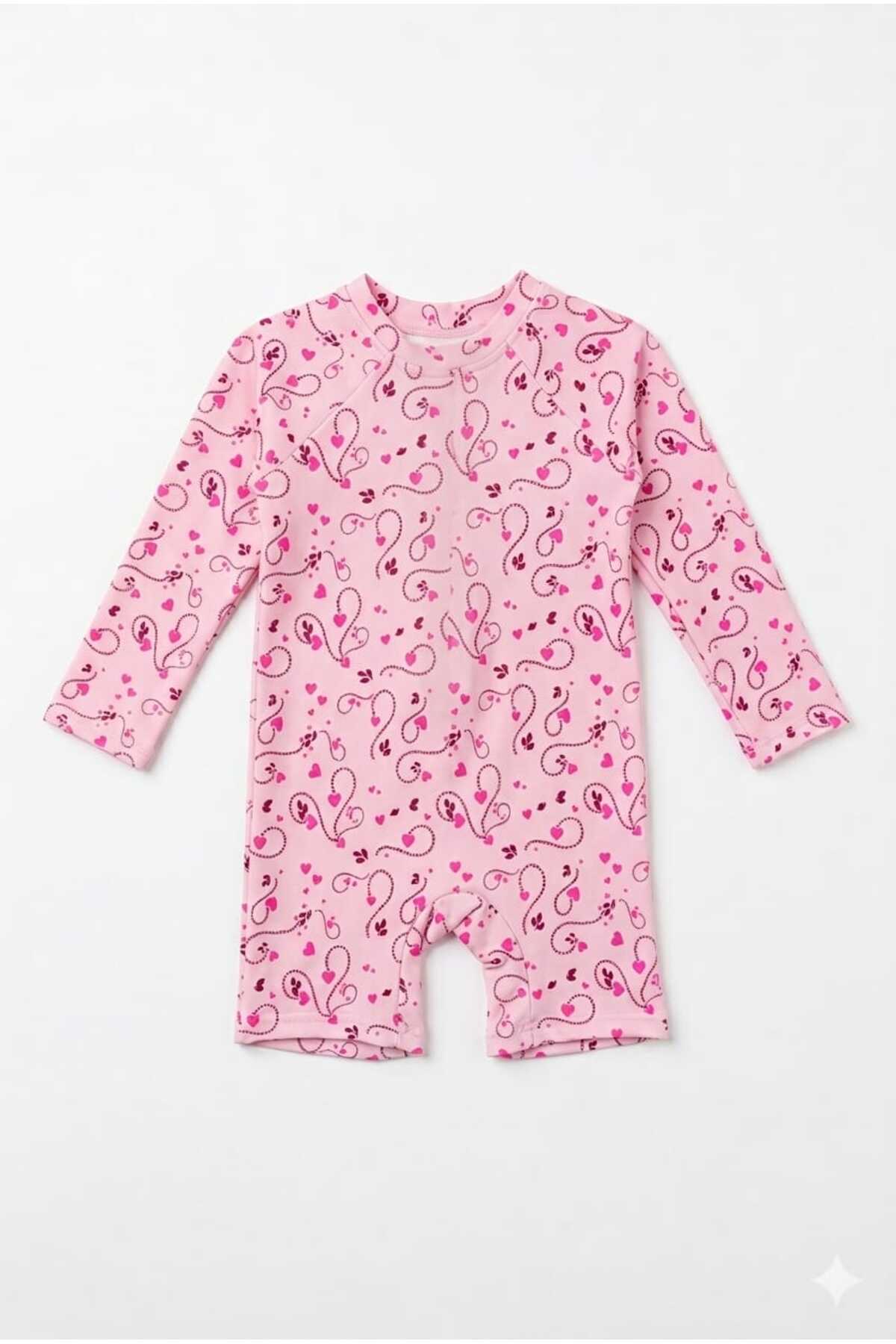 Beniizle Şortlu Desenli Uzun Kollu Kız Bebek Çocuk Yüzücü Mayosu fotoğrafı 3 (önizleme)