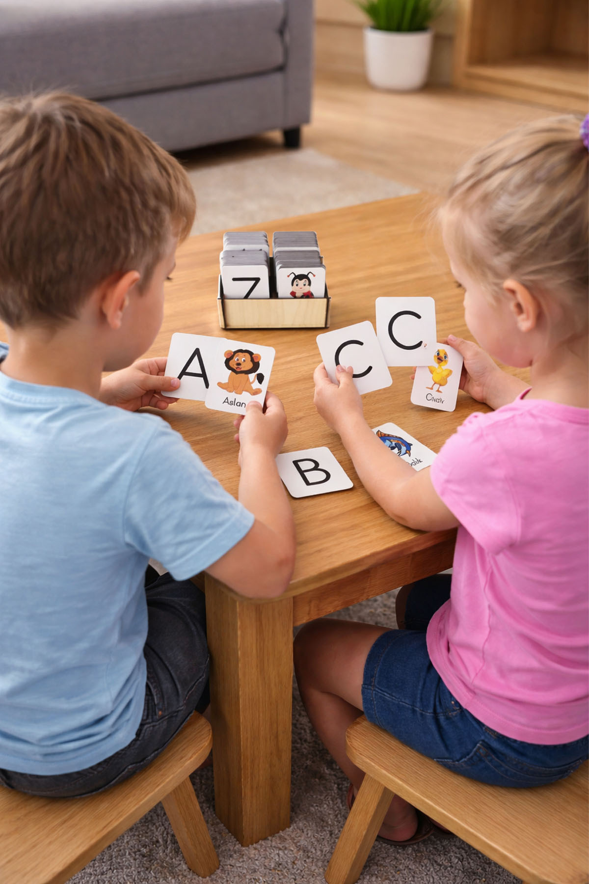 metafortoys 58 Parça Ahşap Alfabe Eşleştirme Kartları Zeka Oyun Puzzle Kartları fotoğrafı 2 (önizleme)