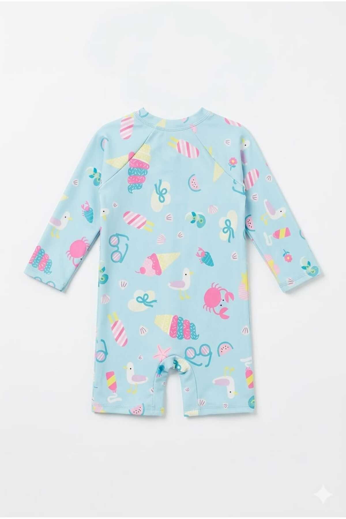 Beniizle Şortlu Desenli Uzun kollu Erkek Bebek Çocuk Yüzücü Mayosu fotoğrafı 3 (önizleme)