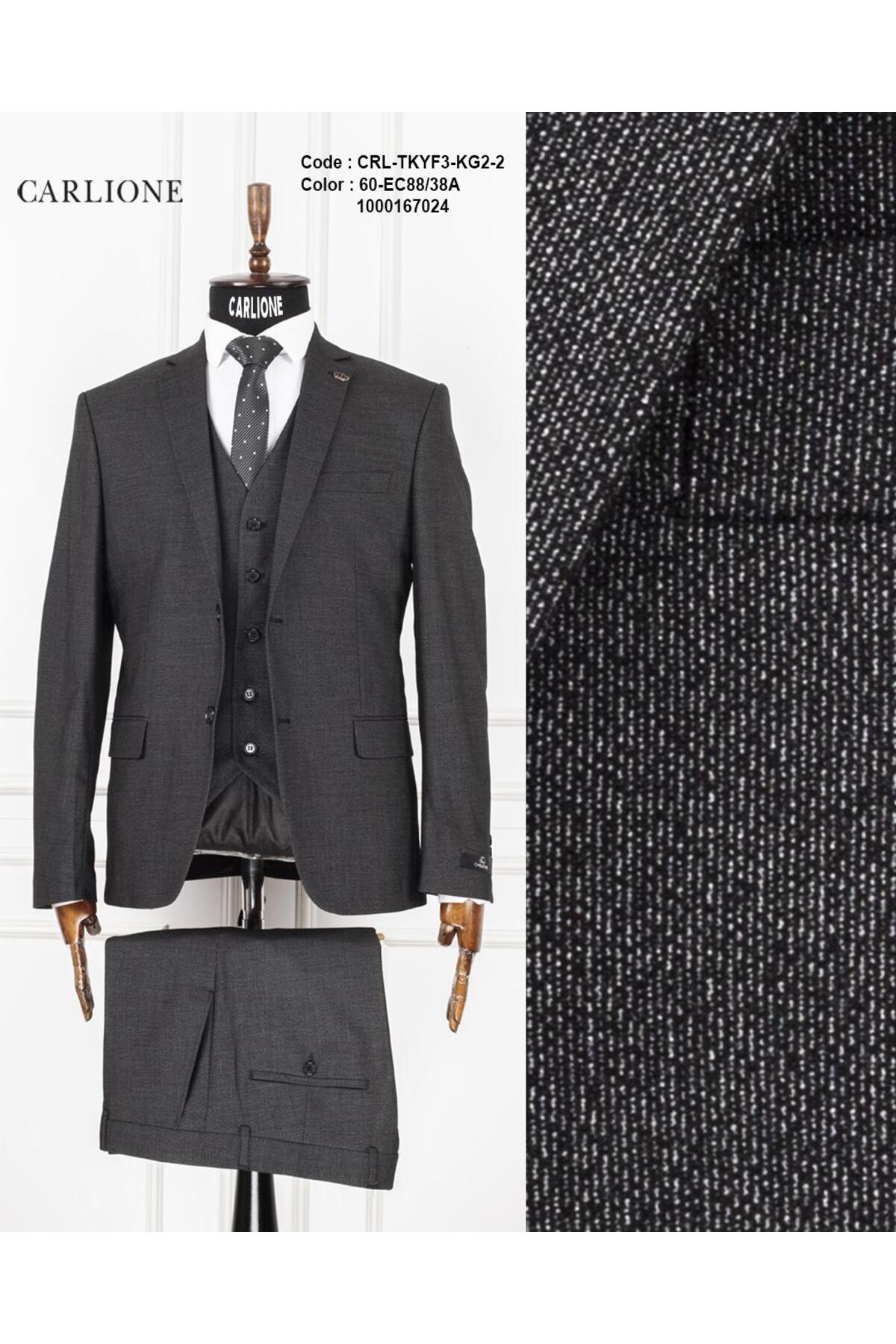 CARLIONE  Erkek Regular Fit Yelekli Klasik Takım Elbise – Premium Kumaş, Modern ve Şık Tasarım - Görsel 3