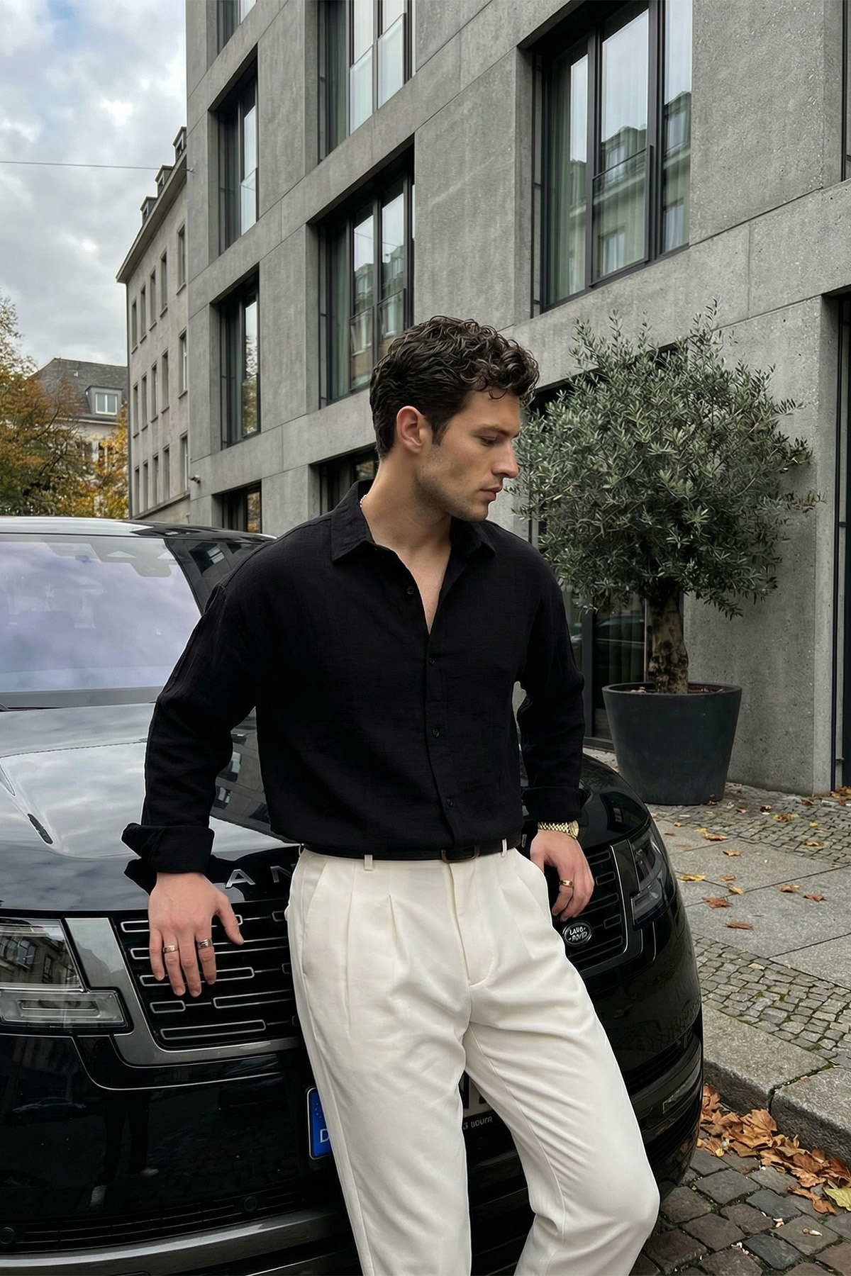 Livio Ferri  Yurin Erkek Premium Müslin %100 Pamuk Oversize Uzun Kollu Gömlek - Görsel 3