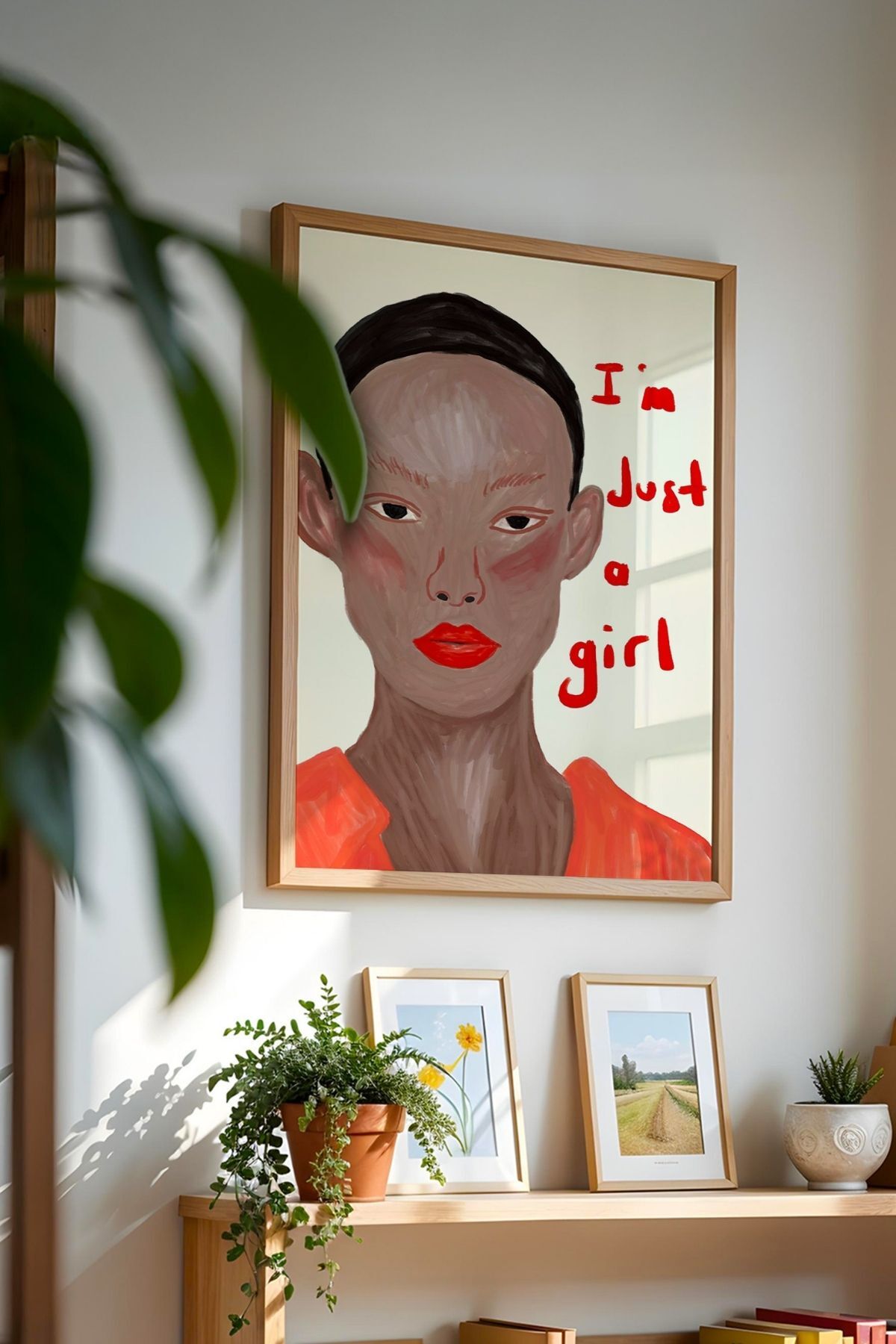 Kadın Portre Tablo Modern Yazılı Poster “I’m Just a Girl” Duvar Dekoru Çerçevesiz