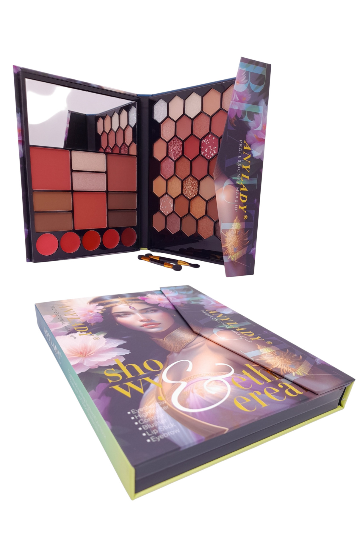 Showy Göz Farı Lip Stick Pudra Allık Highlighter Kontür Kaş Farı Ayna İçeren 49 'lu Makyaj Paleti — ZRD113305