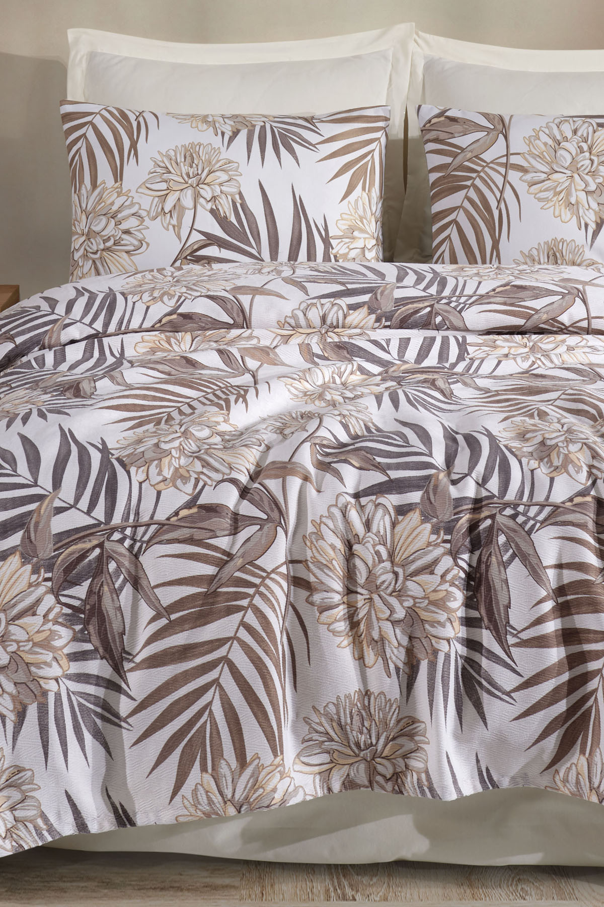 Patterned Quilting Cover Double Sepia Beige (Quilting)