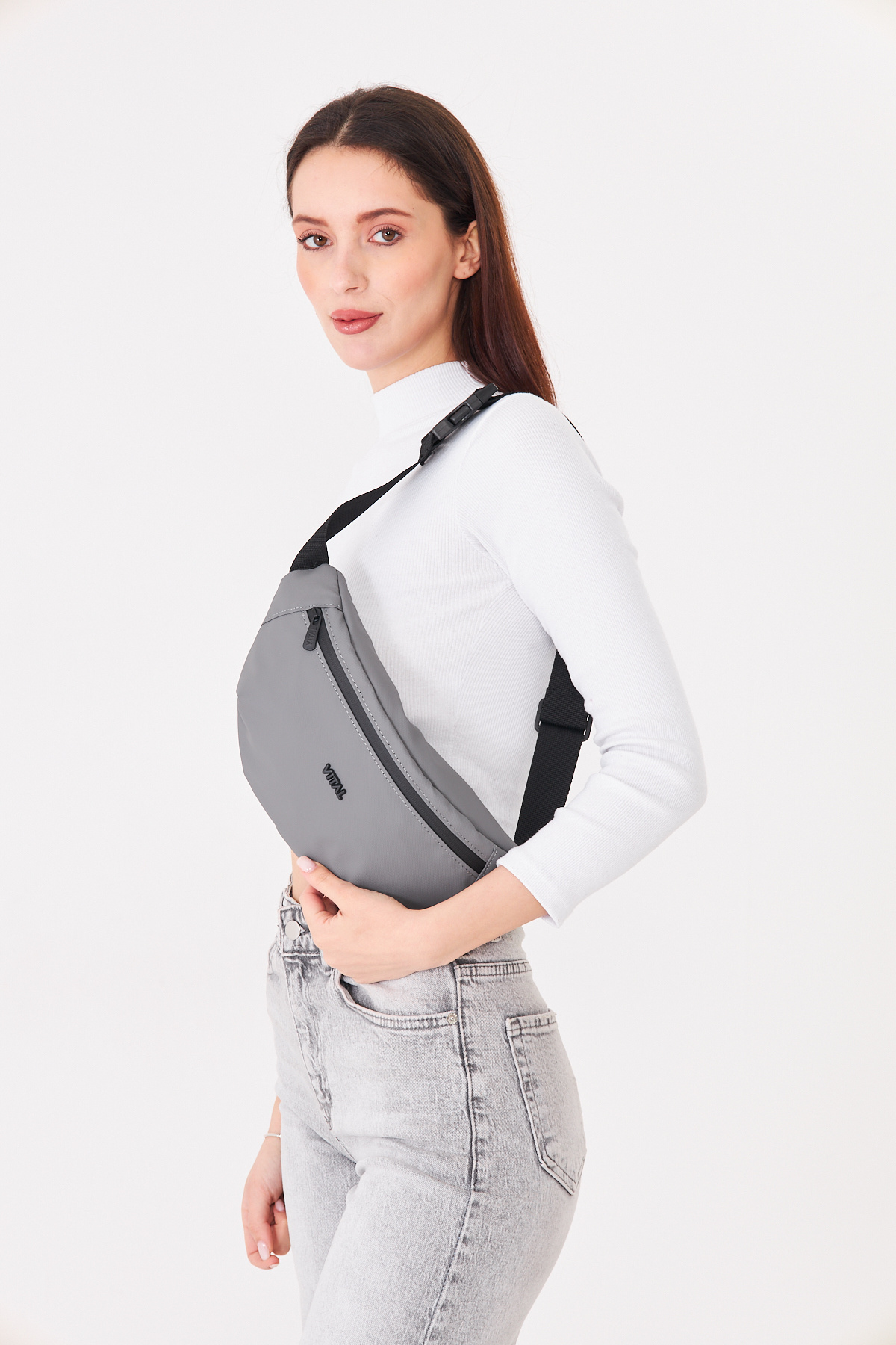 Superbag Gri 2 Bölmeli Çapraz Askılı Bel ve Omuz Çantası Unisex Günlük Kullanım Çanta görsel 7