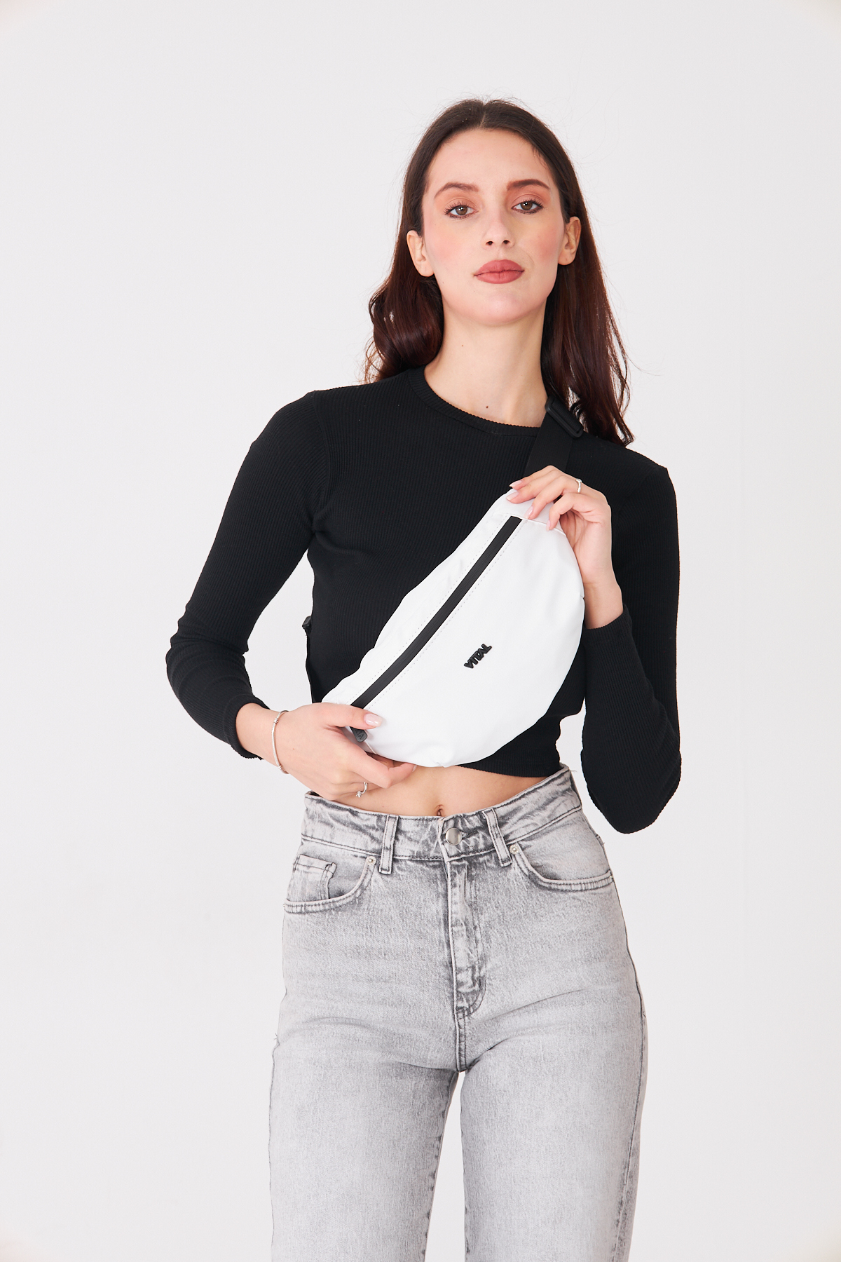 Superbag Gri 2 Bölmeli Çapraz Askılı Bel ve Omuz Çantası Unisex Günlük Kullanım Çanta görsel 5