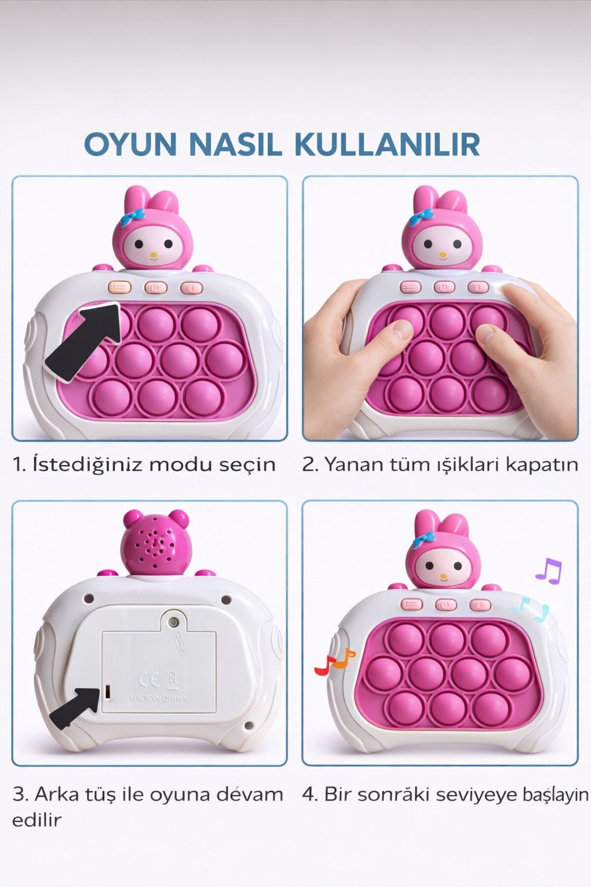 ZİVENTA Melody Popit Işıklı Refleks/Hafıza 4 Modlu Speed Push Bubble Oyunu Çocuklar İçin Eğitici Zeka Oyunu fotoğrafı 4 (önizleme)