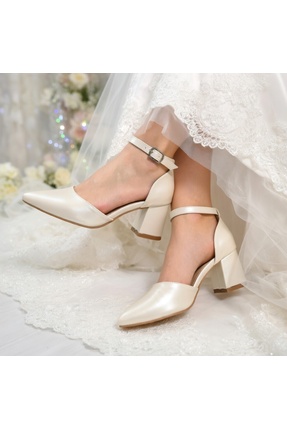 Demashoes Bride 5 Cm Kalın Topuklu Özel Gün Nikah Düğün Gelin Ayakkabısı
