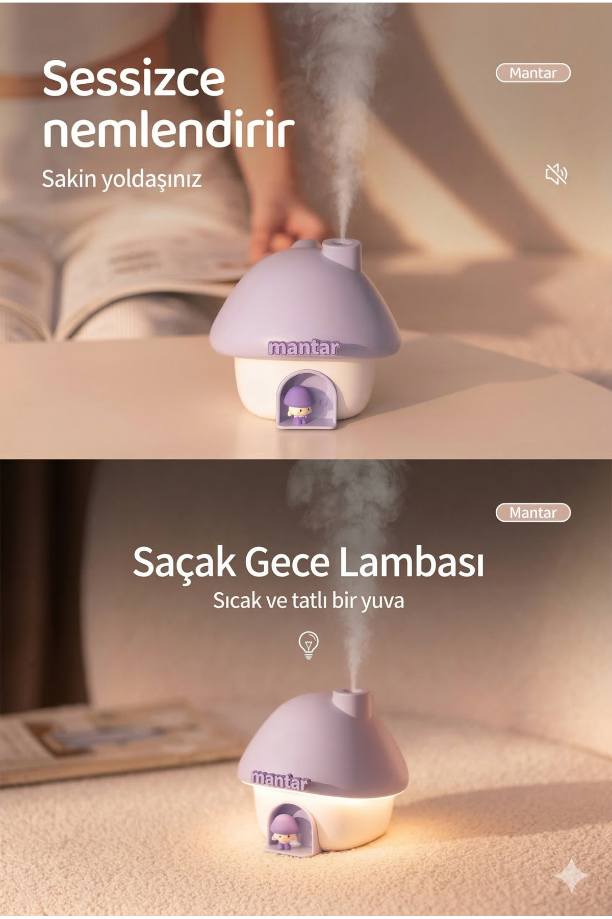 Modern Alev Tasarımlı Hava Nemlendirici ve Buhar Makinesi - Sessiz Nemlendirici ve Işıklı Difüzör