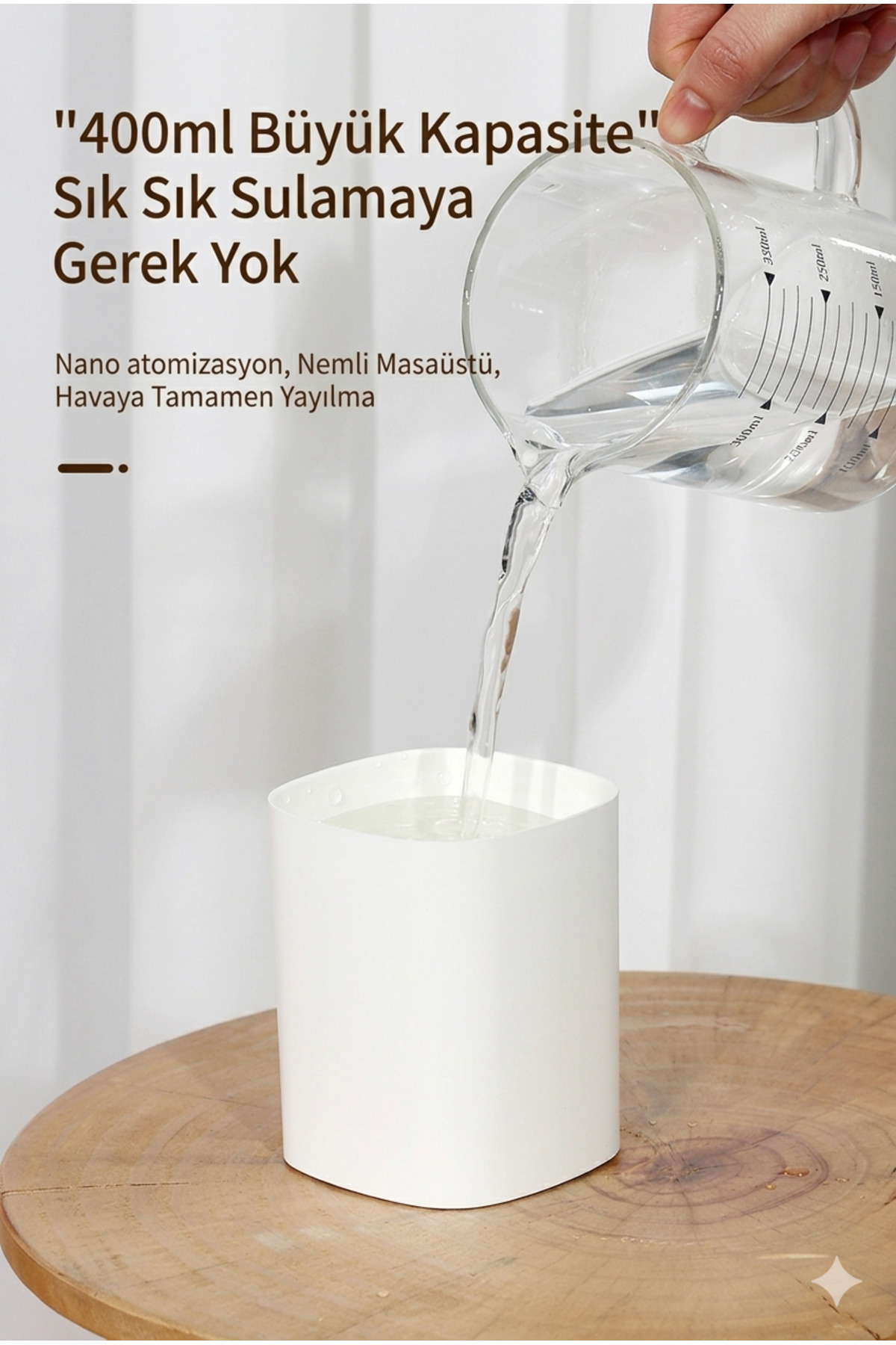 400ml Yüksek Kapasiteli Hava Nemlendirici - Masaüstü Buhar Makinesi ve Renkli LED Gece Lambası