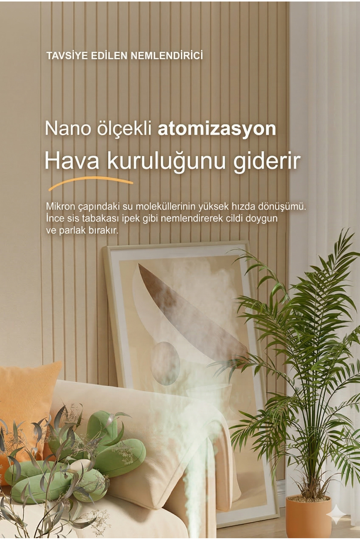 Çatlak Desenli Dekoratif Hava Nemlendirici - 7 Renkli LED Işıklı Masaüstü Buhar Makinesi
