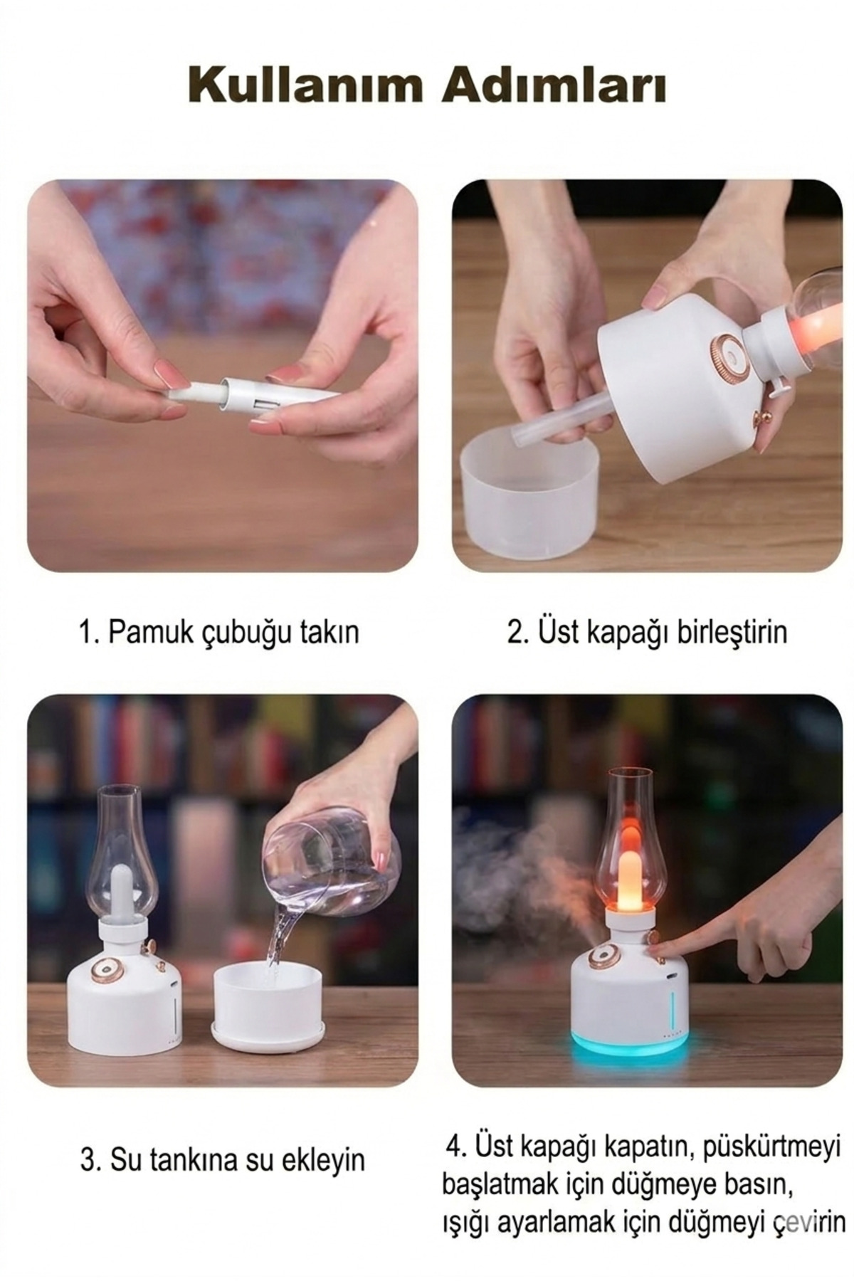 Retro Gaz Lambası Tasarımlı Hava Nemlendirici - Vintage Dekoratif Masa Lambası Aromaterapi Difüzörü