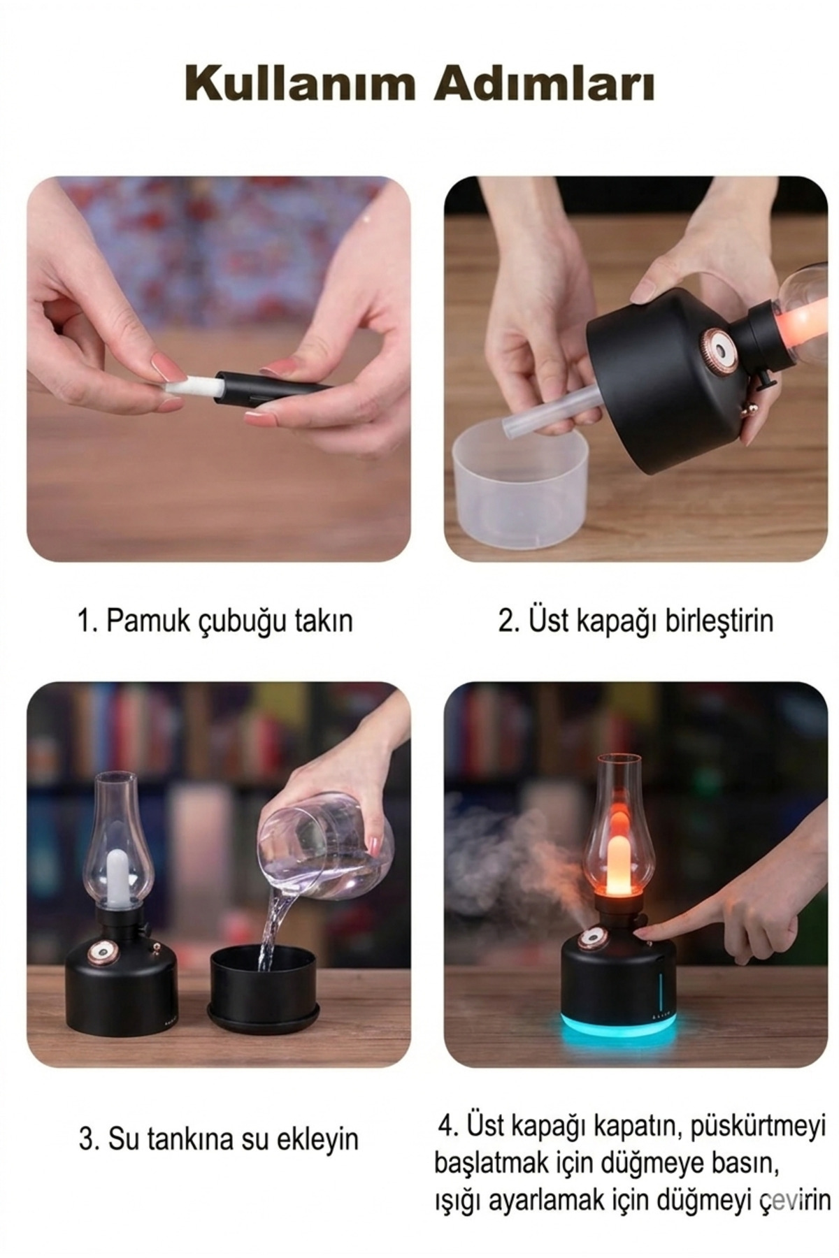 Retro Gaz Lambası Tasarımlı Hava Nemlendirici - Vintage Dekoratif Masa Lambası Aromaterapi Difüzörü