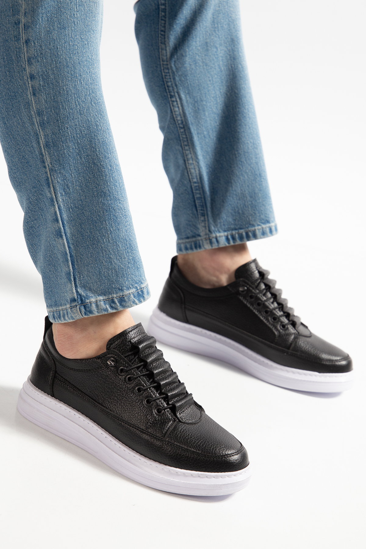 MY GROSS SHOES Erkek Siyah Akıllı Bağcıklı Günlük Hafif Poli Dikişli Taban Yürüyüş Garantili Spor Ayakkabı görsel 4
