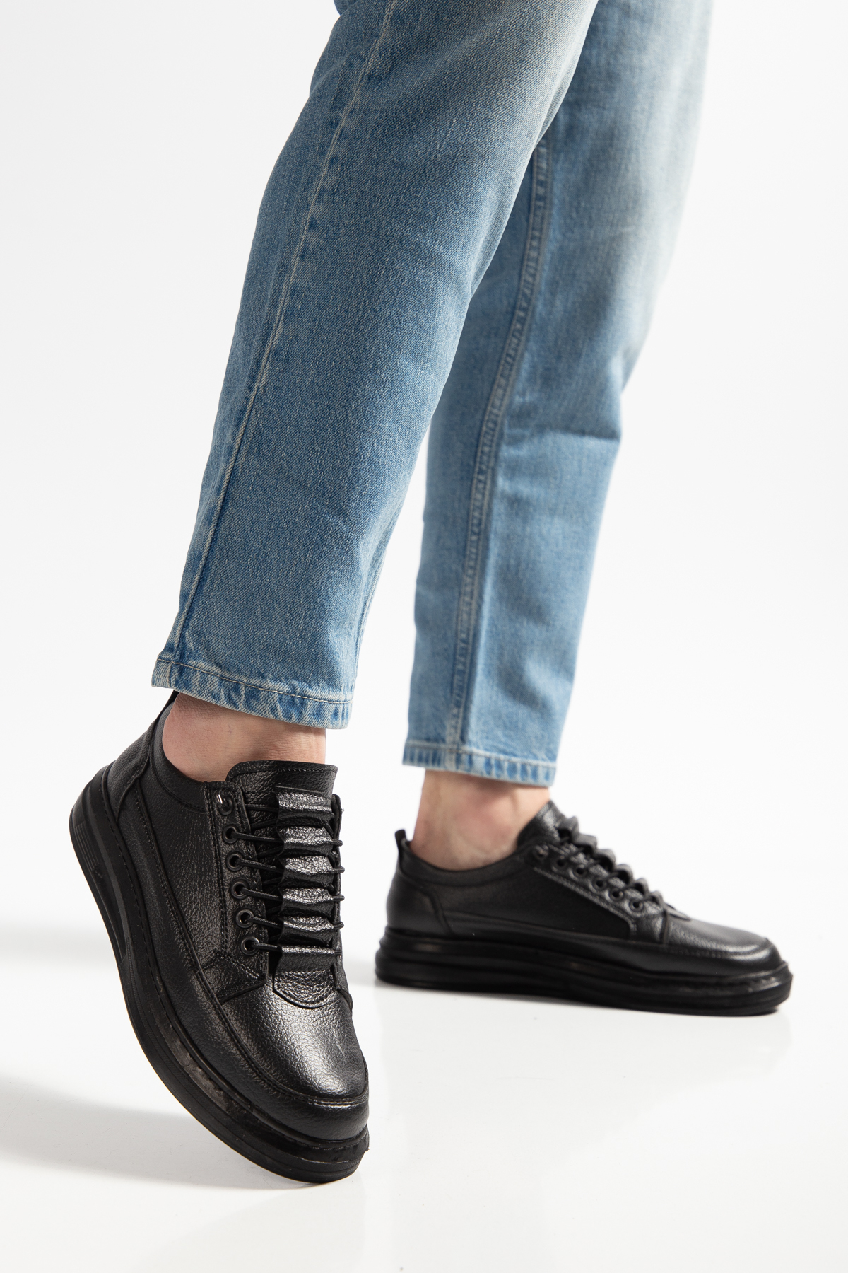 MY GROSS SHOES Erkek Siyah Akıllı Bağcıklı Günlük Hafif Poli Dikişli Taban Yürüyüş Garantili Spor Ayakkabı görsel 7