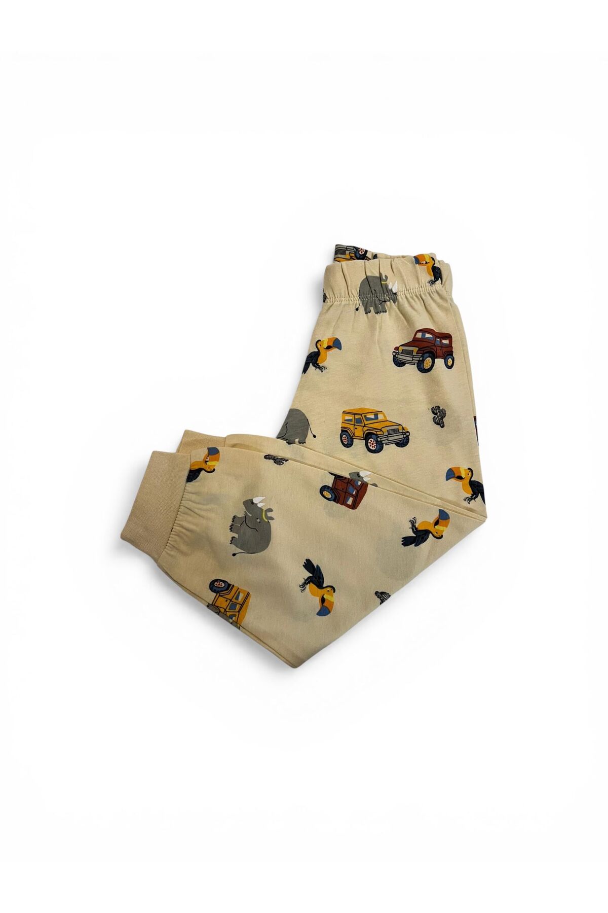 SERRASTIL ERKEK ÇOCUK KREM RENGİ ARABA DESENLİ PAMUKLU SÜPREM KUMAŞ YAZLIK PİJAMA TAKIMI fotoğrafı 5 (önizleme)