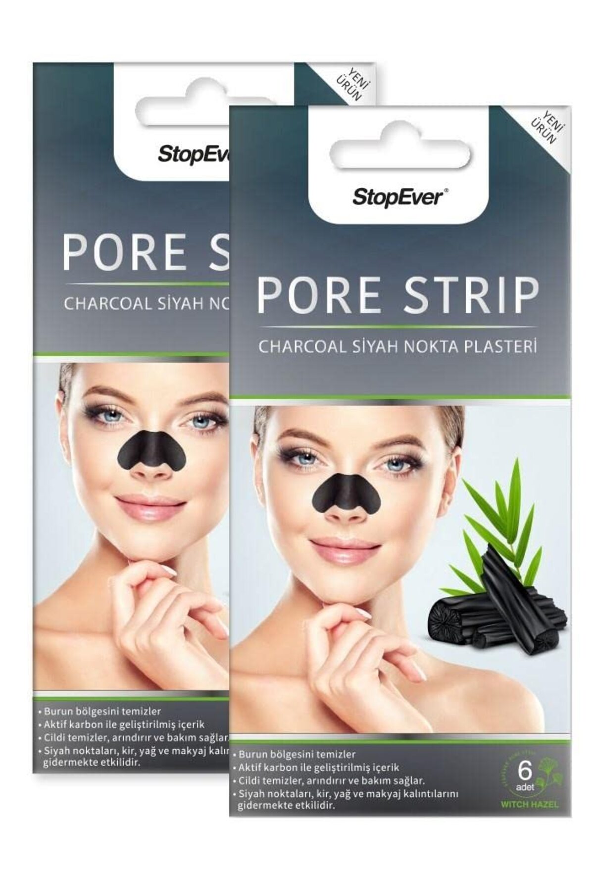 StopEver Charcoal Pore Strip Kömürlü Siyah Nokta Plasteri (2 x 6 Adet) — B09GKR4LH5