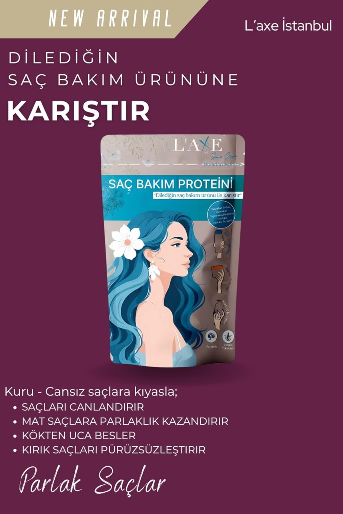 Kuru-Cansız Saçlara Parlaklık Terapisi | Saç Bakım Proteini | 50 Gram — EDCB0FGDV318D — تصویر 2 از 3
