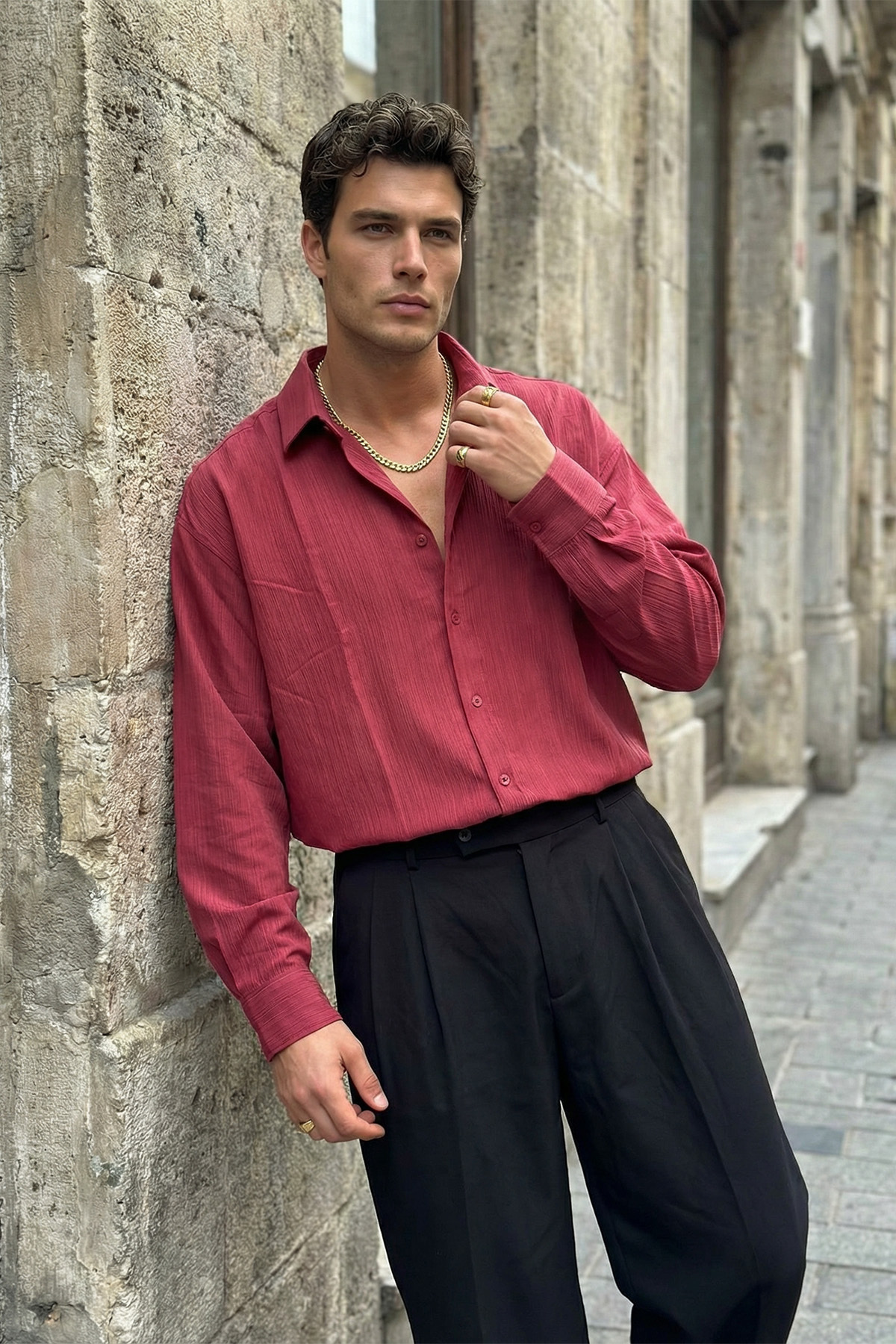 Hive Premium Oversize Men's Shirt Self Striped