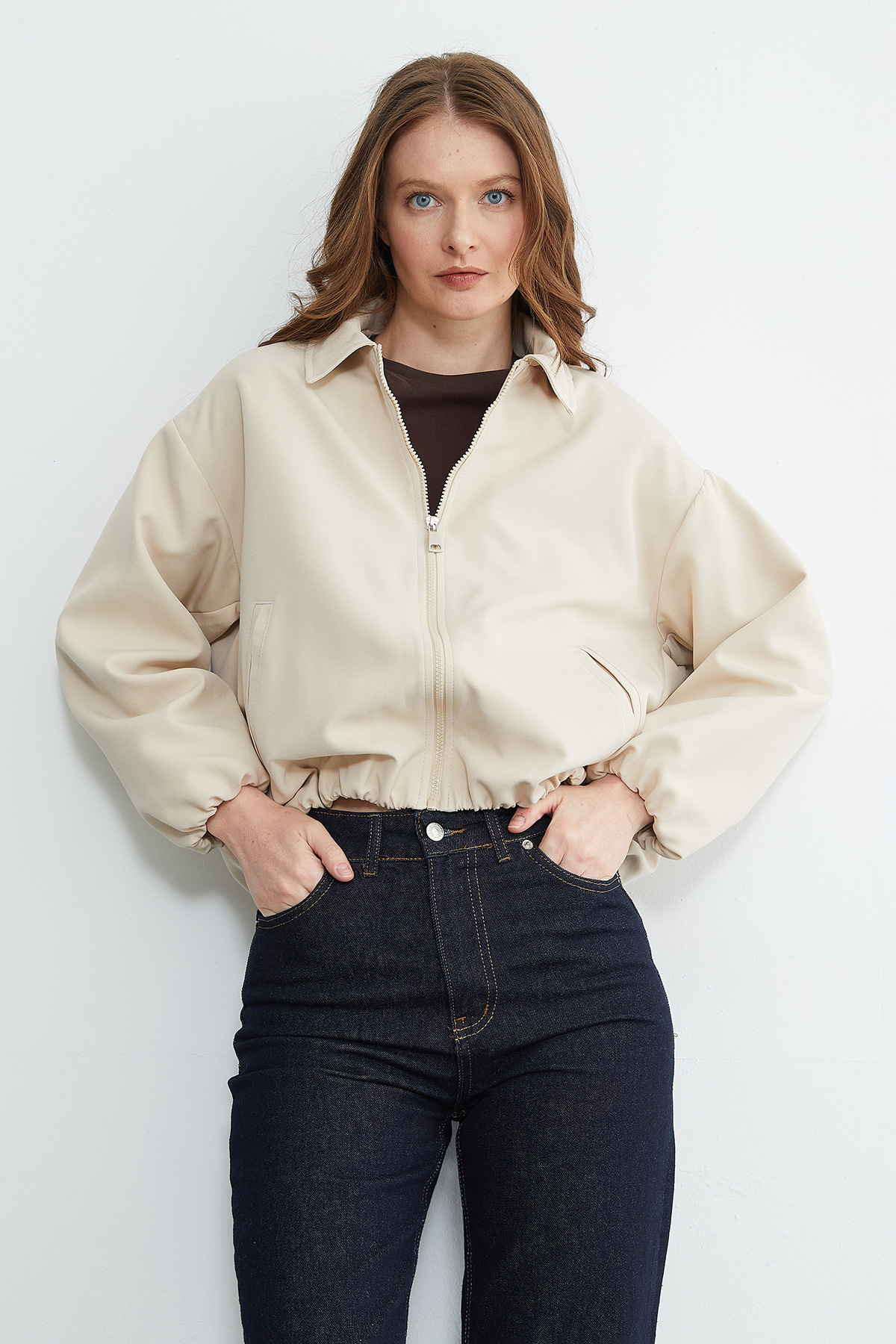 Fullamoda  Fermuarlı Polo Yaka Bomber Ceket - Görsel 6